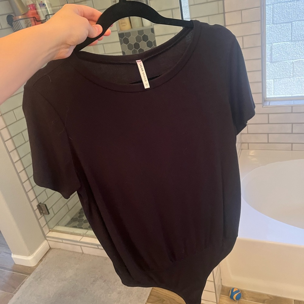 Lulus Black Tshirt Bodysuit